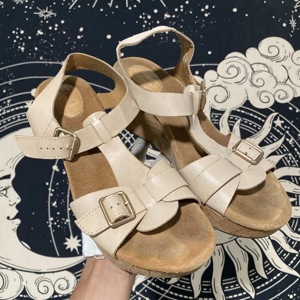 Clarks Slingback Sandal Women's 11M Brown Leather Wedge Heel Adjustable Strap